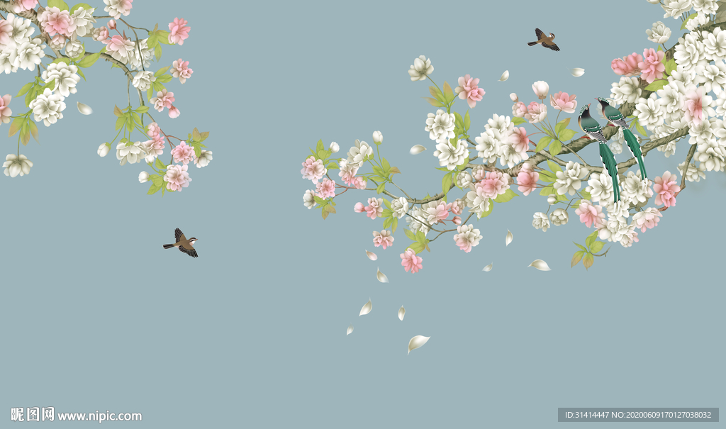 新中式花鸟背景墙