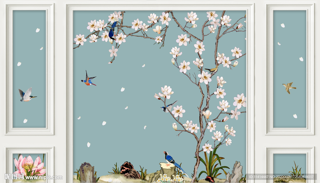 新中式花鸟背景墙