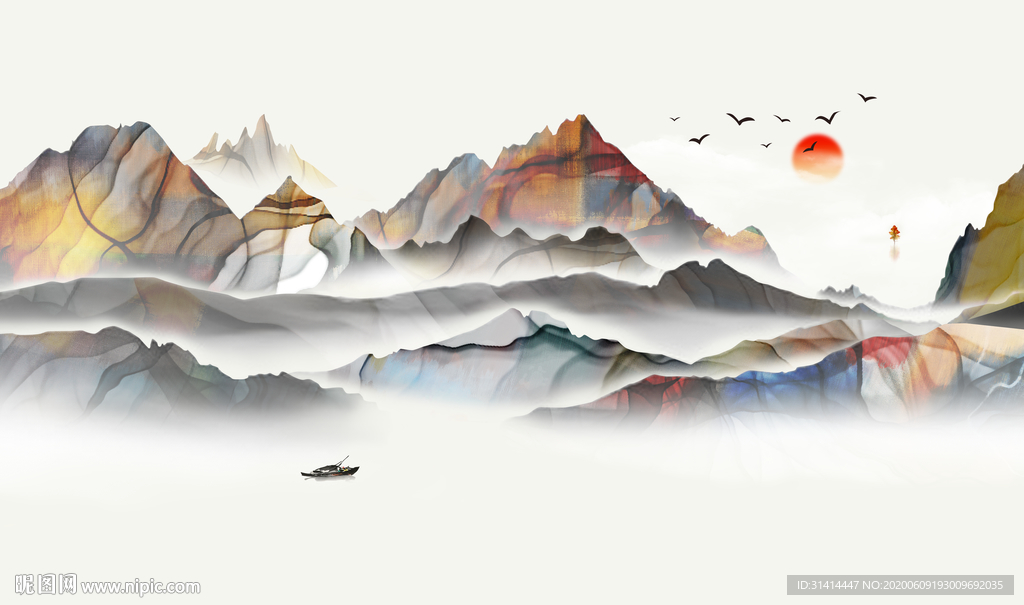新中式水墨山水画