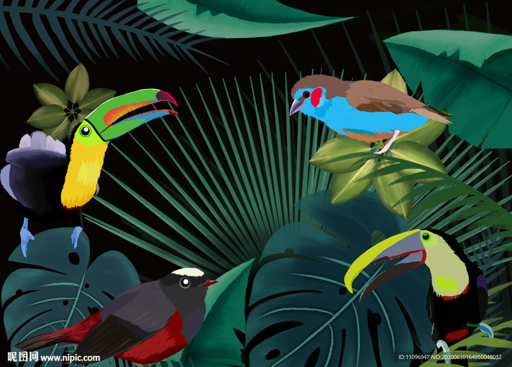 热带雨林众鸟相聚
