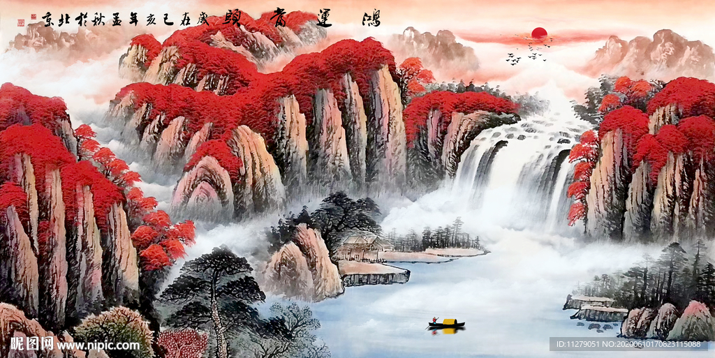 山水国画水墨画