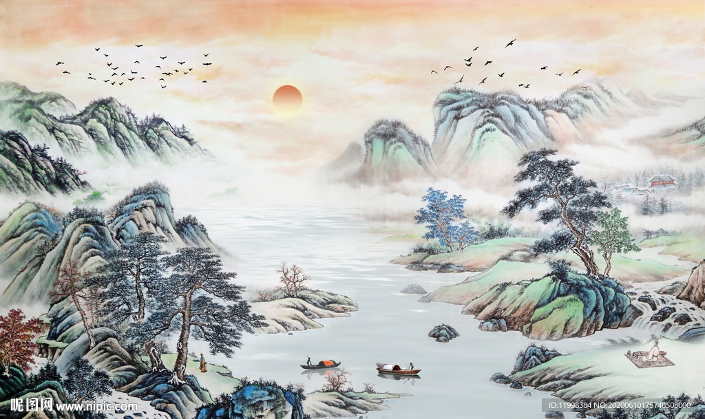 水墨山水背景墙