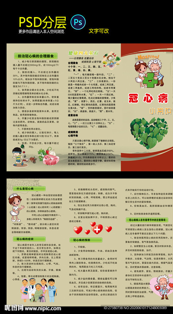 冠心病知识三折页