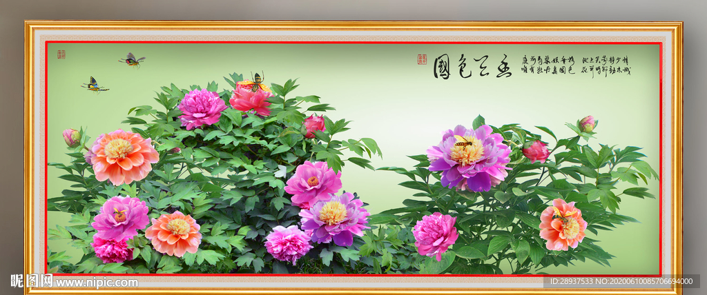 原创牡丹花国色天香装饰画