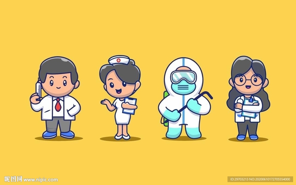 卡通医护人员