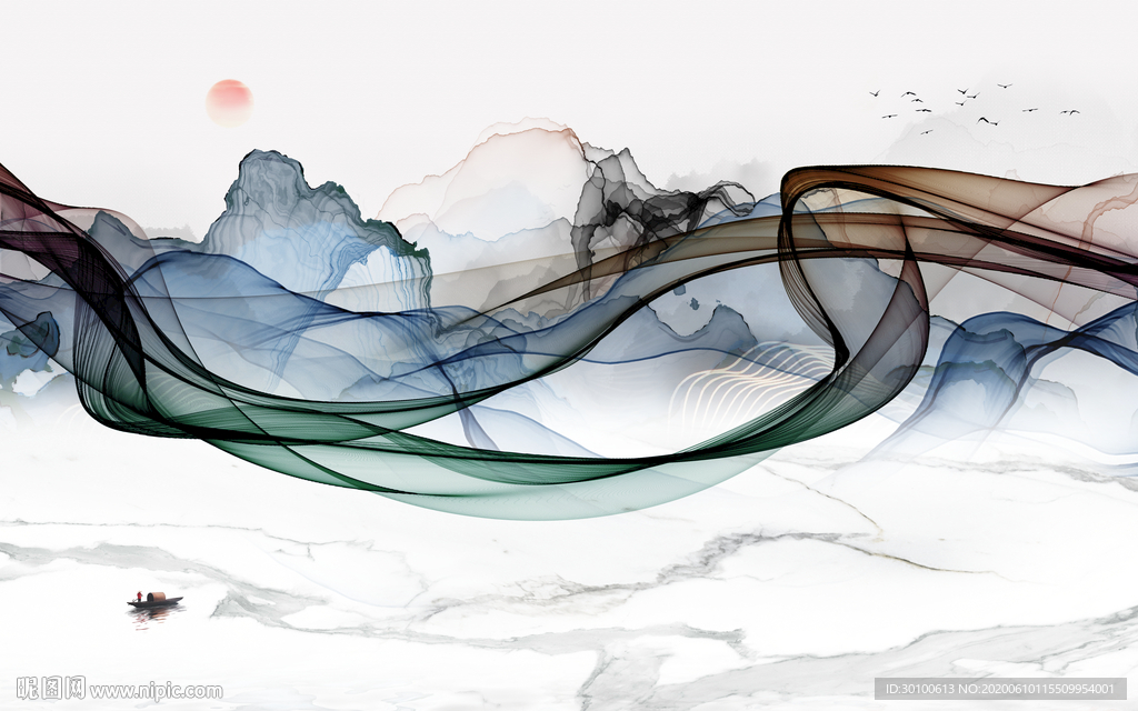 现代热销山水画 TIF分层