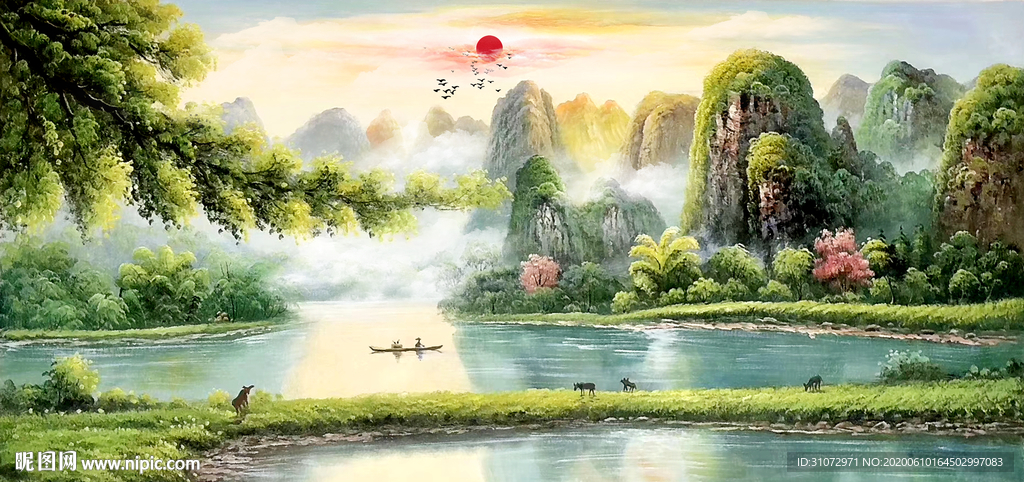 桂林漓江风景画