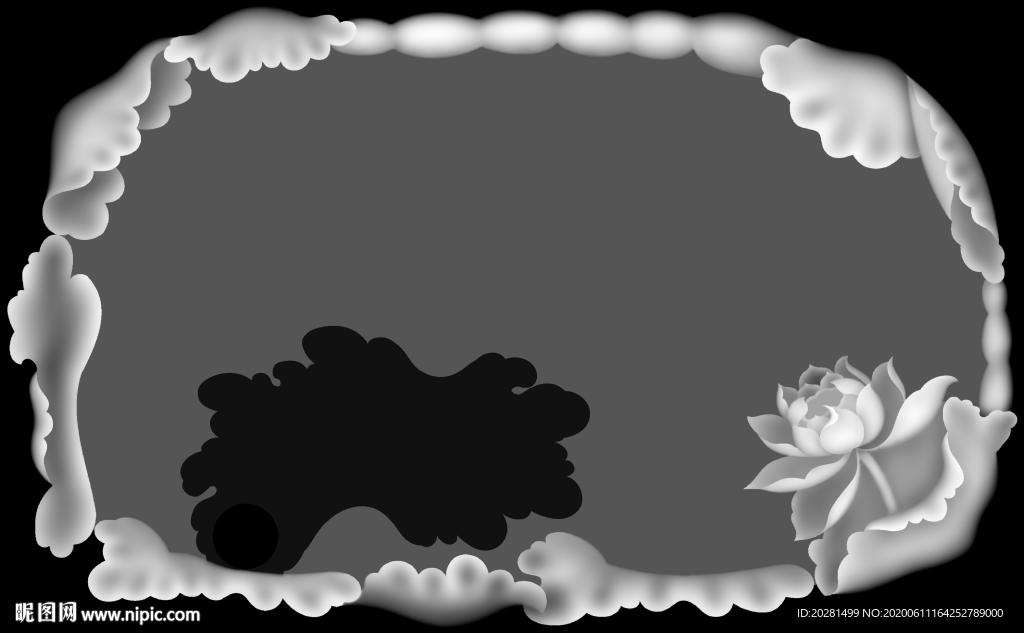 荷花茶盘灰度图