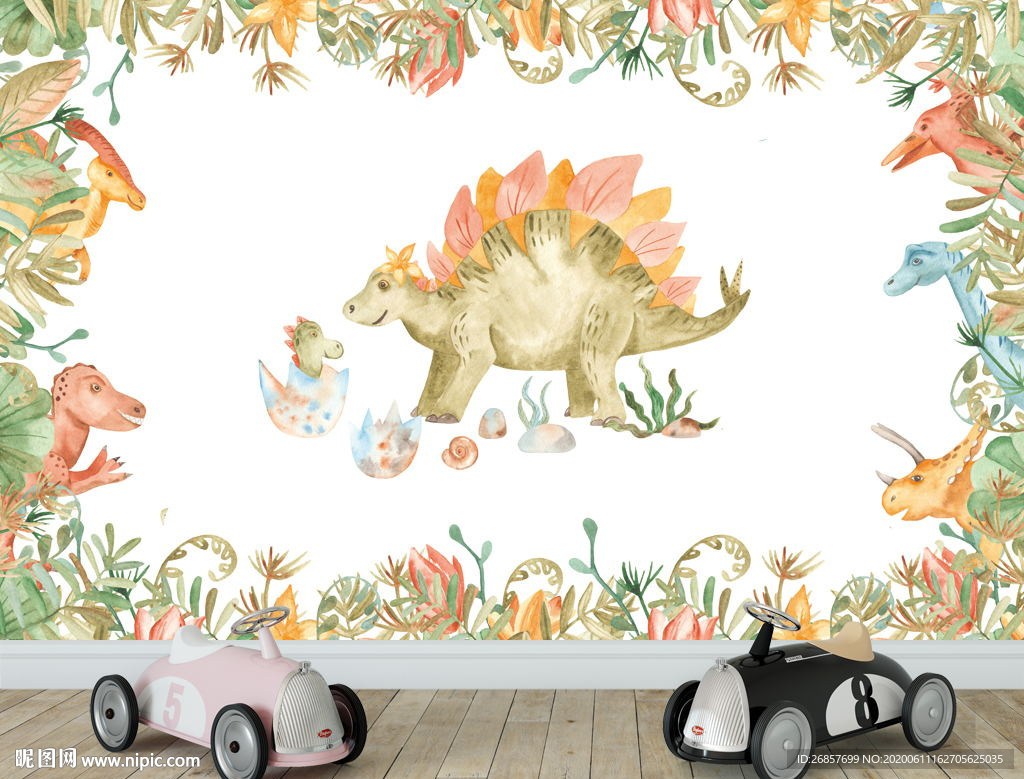 可爱恐龙背景墙