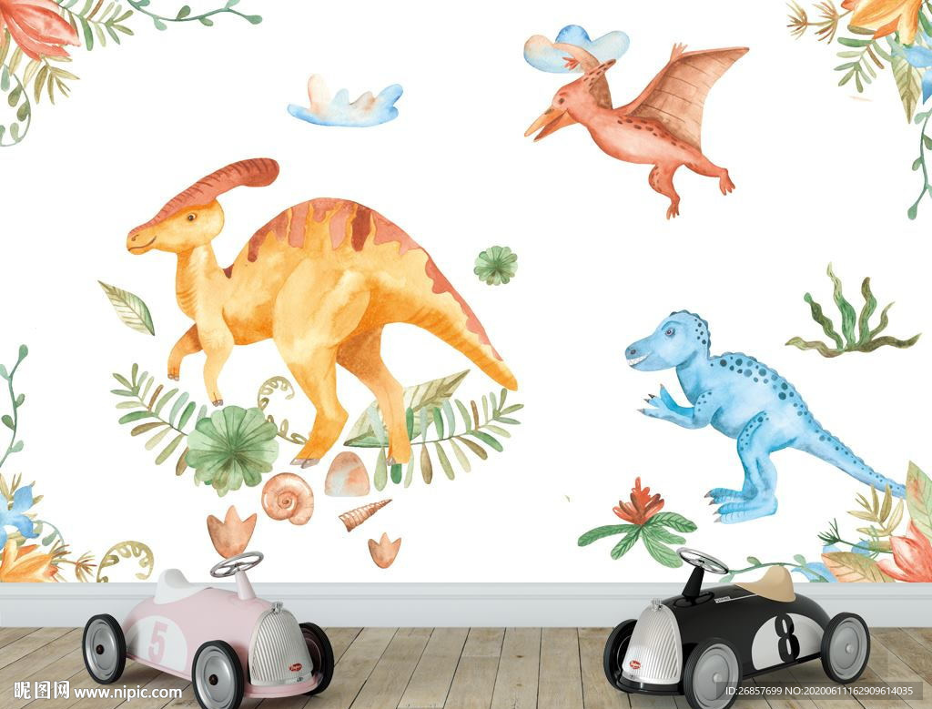 可爱恐龙背景墙