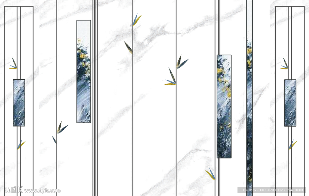 护墙板大理石纹新中式背景墙