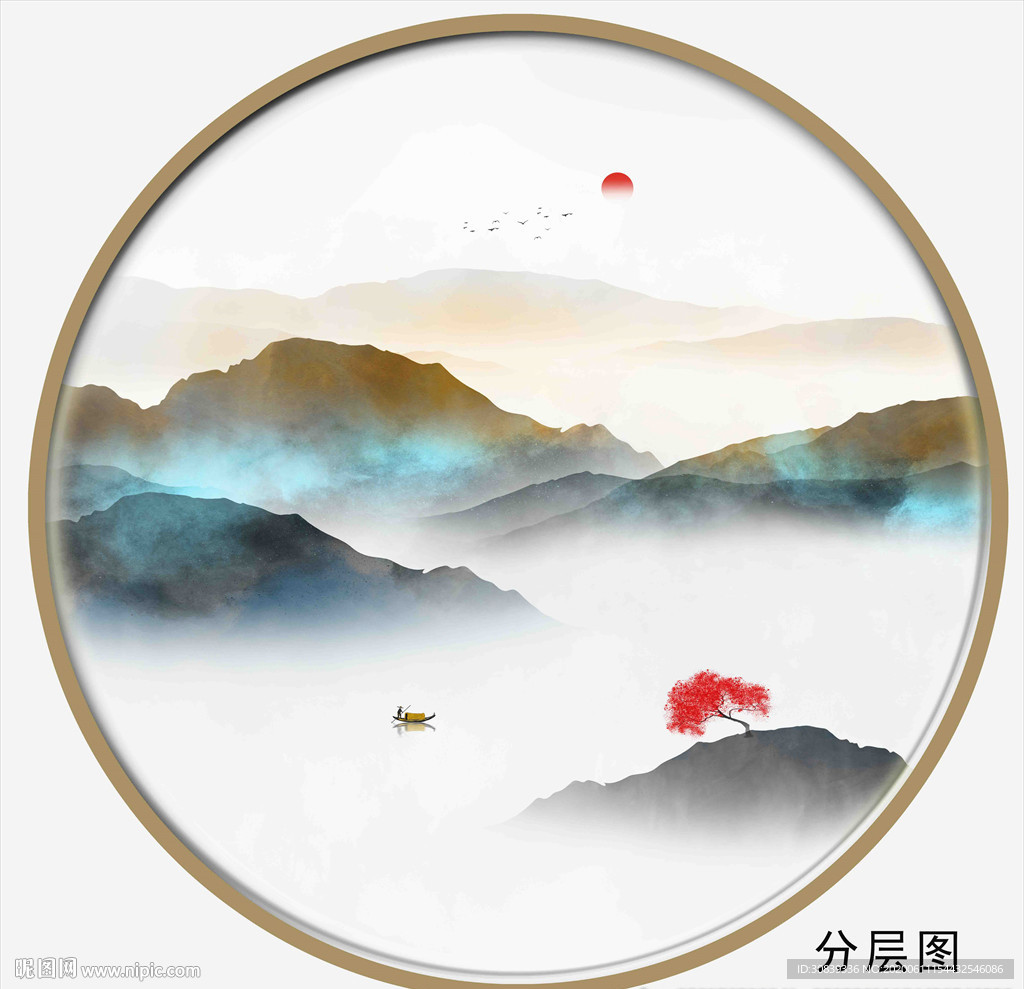 水墨装饰画设计图__其他_广告设计_设计图库_昵图网