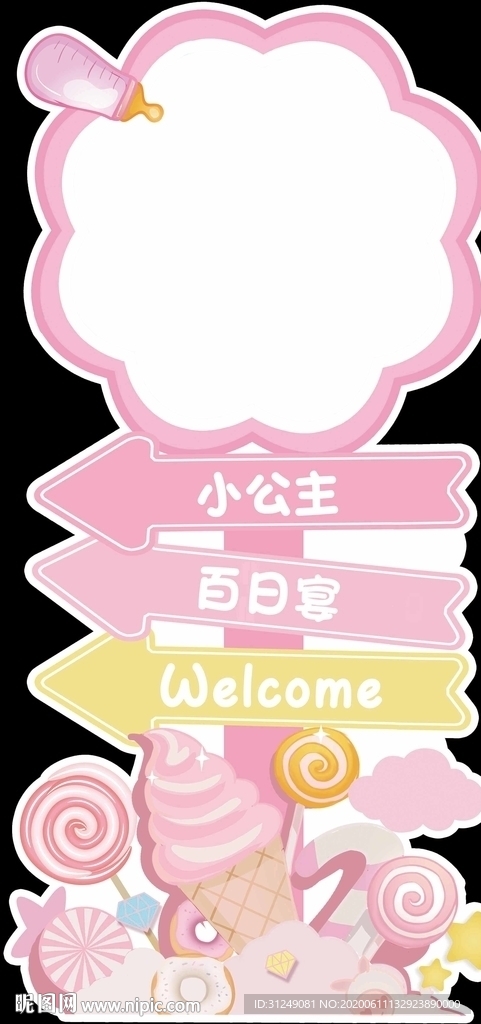 冰激凌宝宝宴迎宾牌