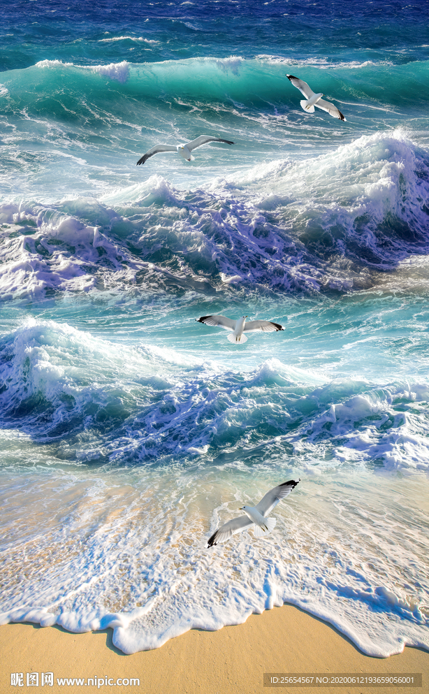 海滩沙滩贝壳浪花3D地板