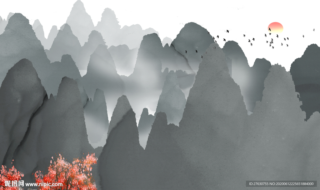 新中式山水背景