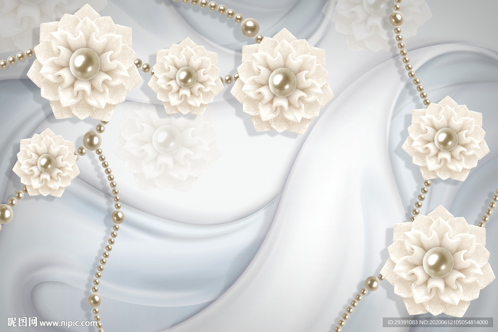 3d丝绸珠宝玫瑰背景图片