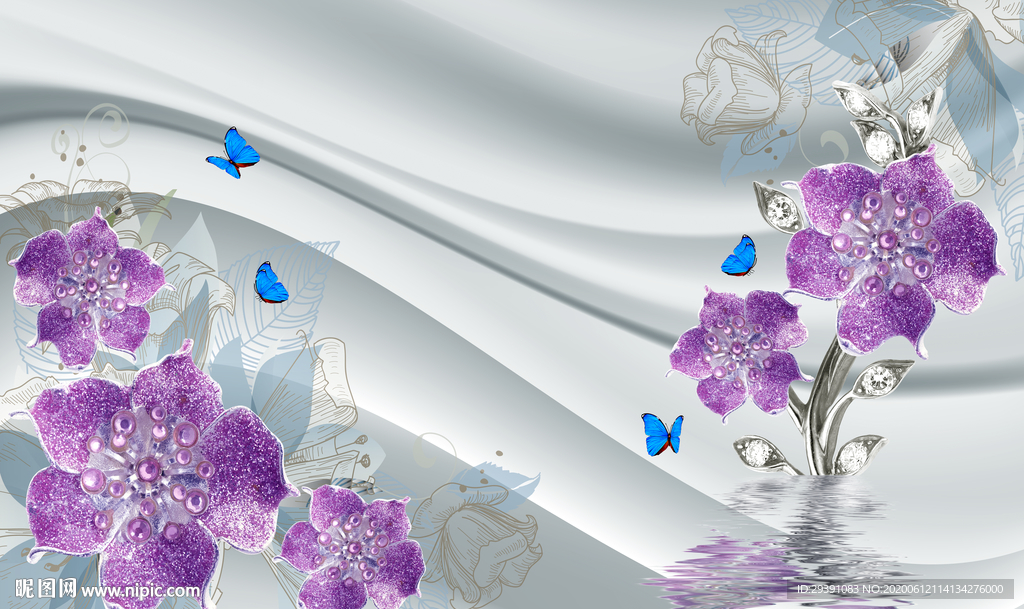 立体珠宝珍珠紫色花