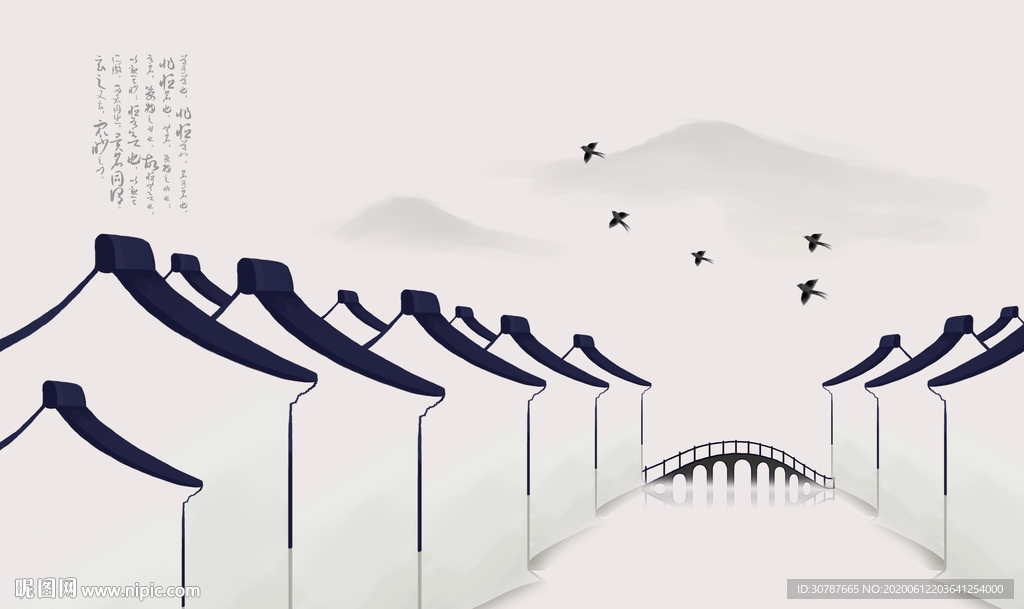 现代新中式背景墙