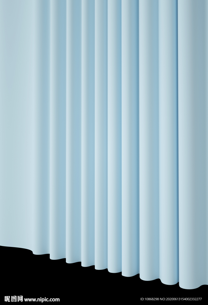 小清新蓝色窗帘背景图片