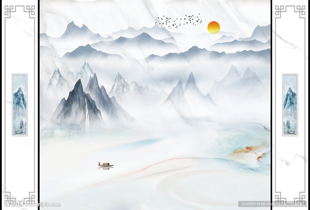 新款爆款大气山水大理石纹背景墙