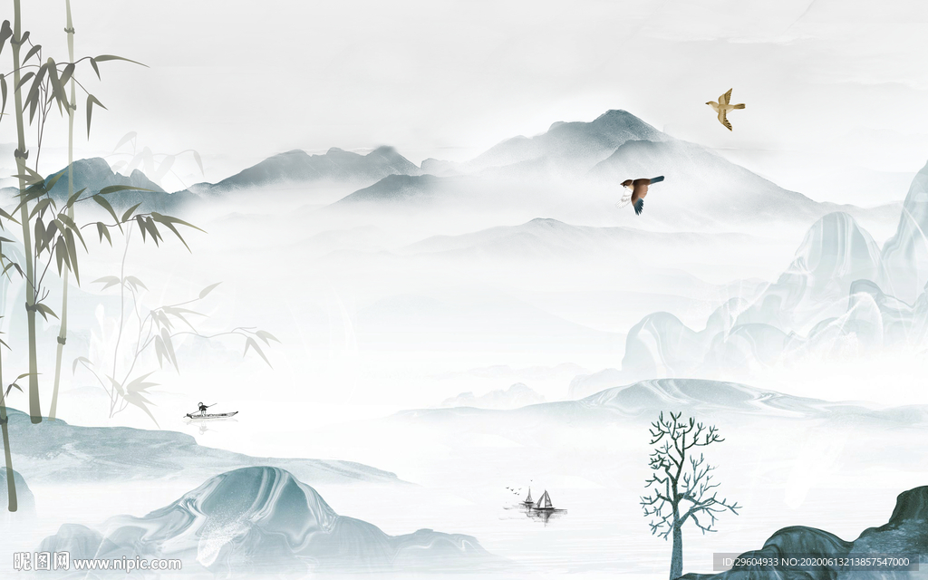 最新简约风格山水 tif分层