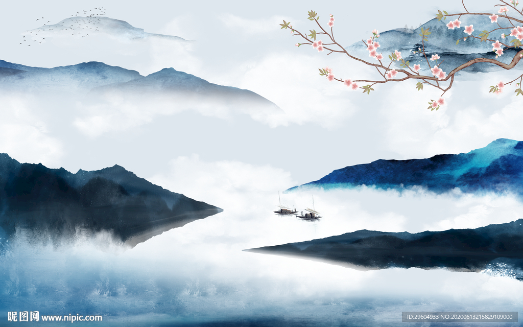 高清 简约风格山水 tif分层