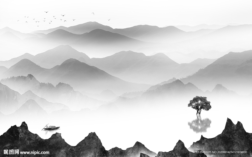 高档 超清山水画 tif分层