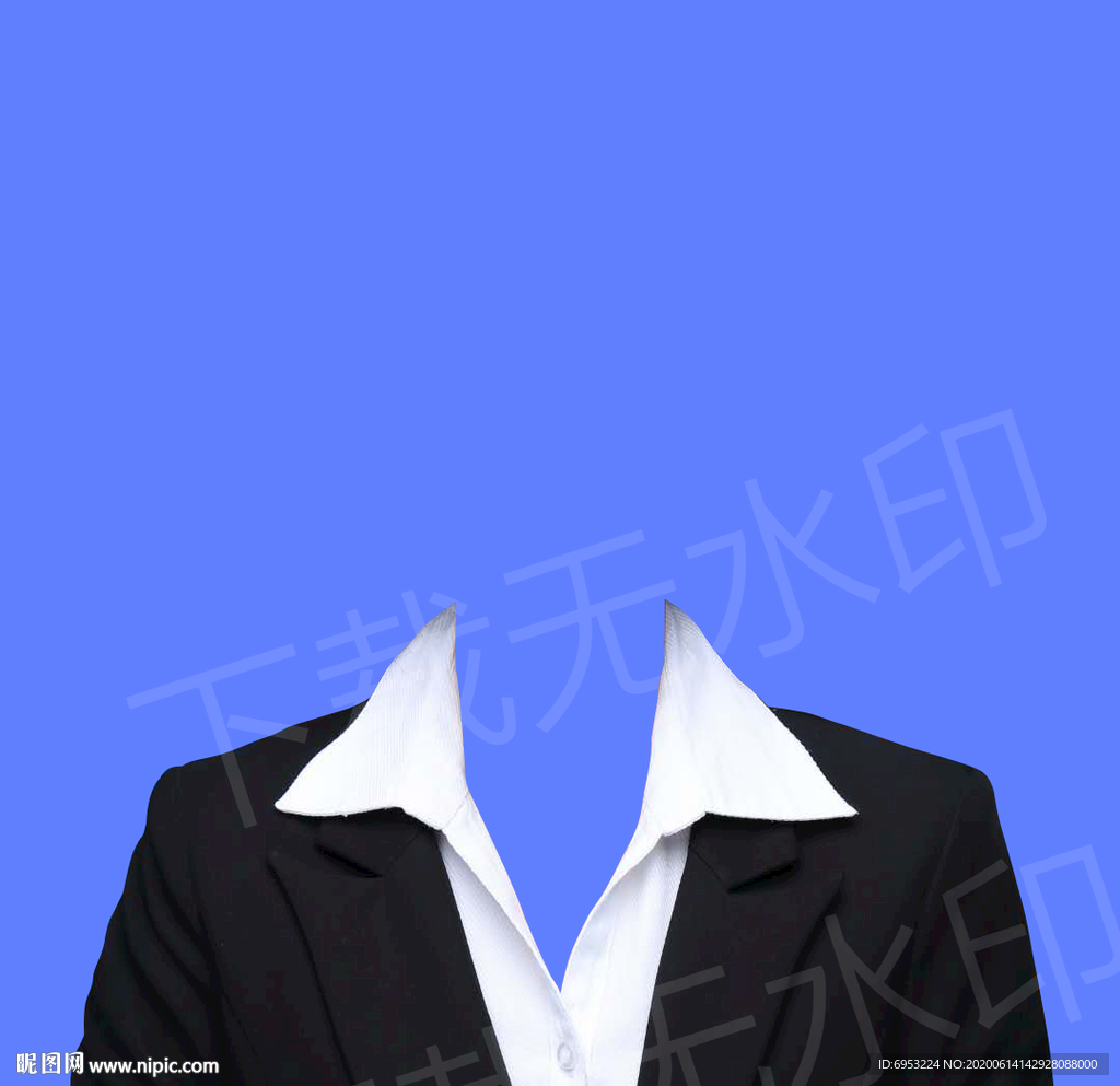 女生半身带肩膀西装素材