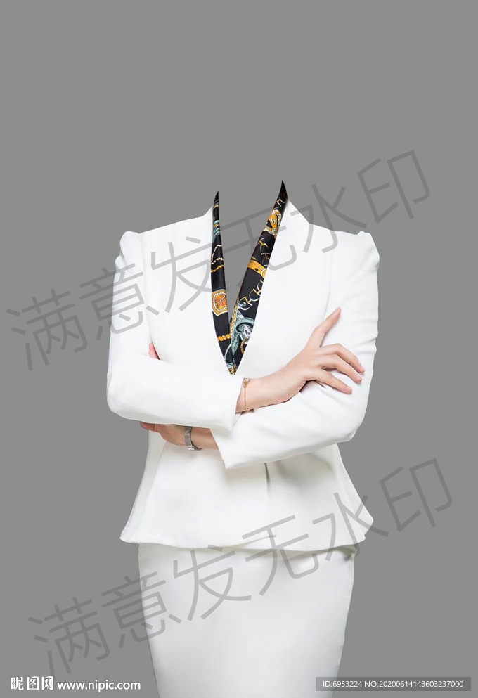 女生白色西装模板