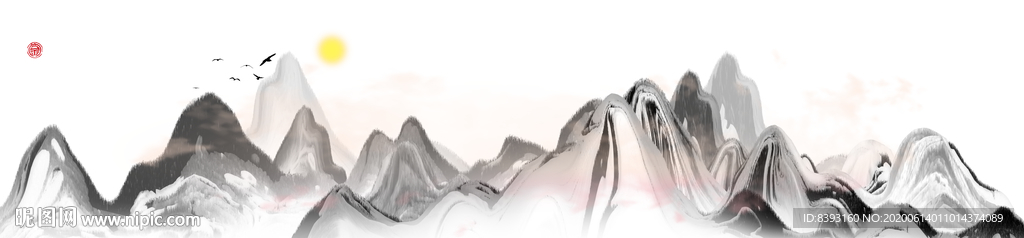 水墨屏风画