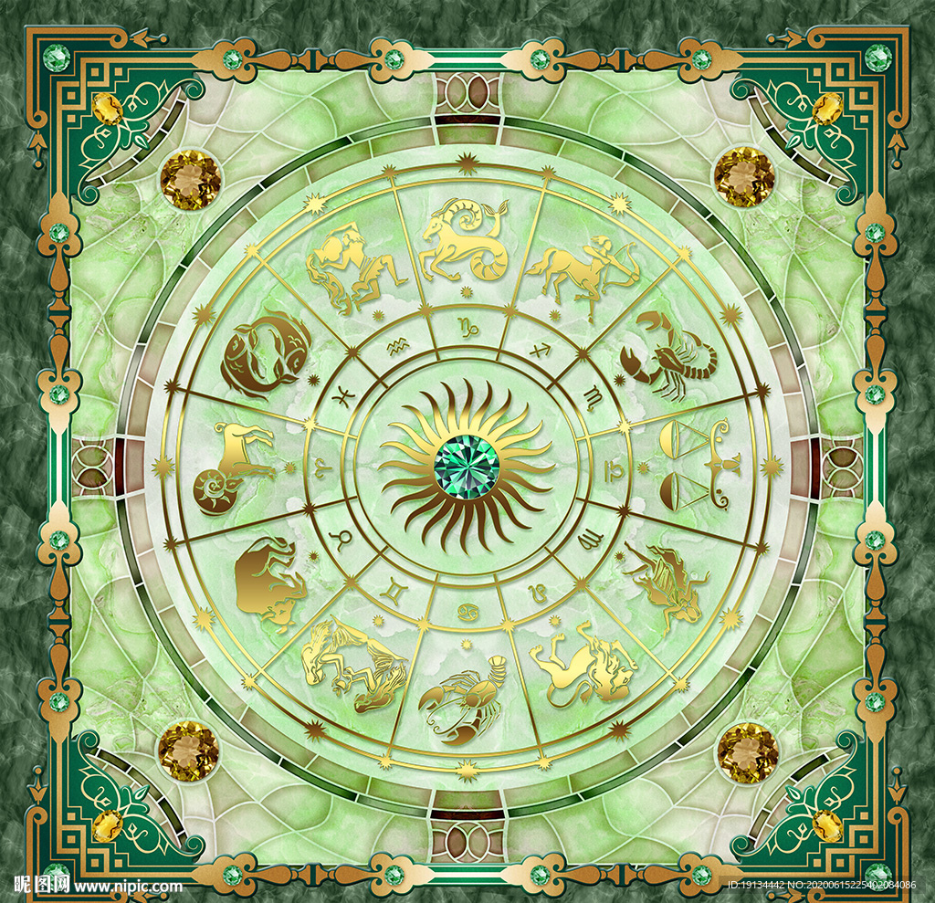 十二星座浮雕天顶壁画