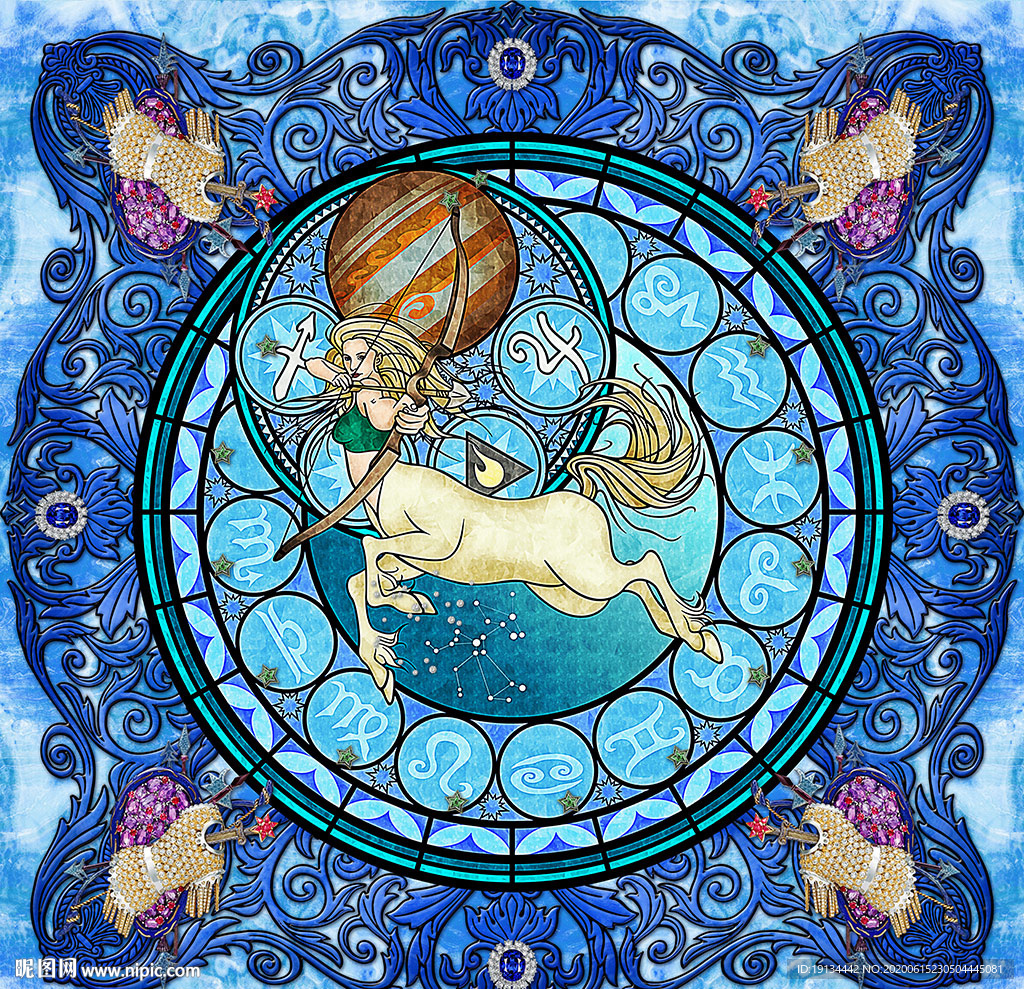 十二星座浮雕天顶壁画