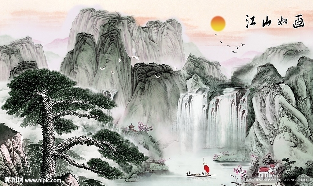 江山如画电视背景墙