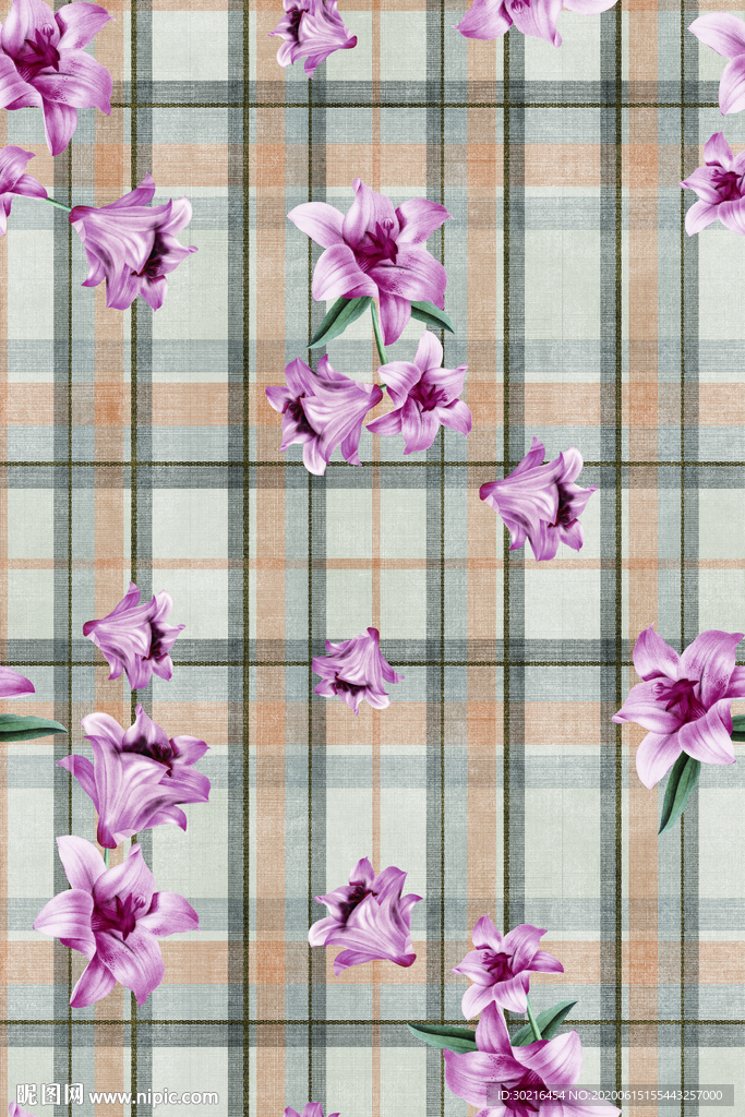 格子花 数码印花 服装花型