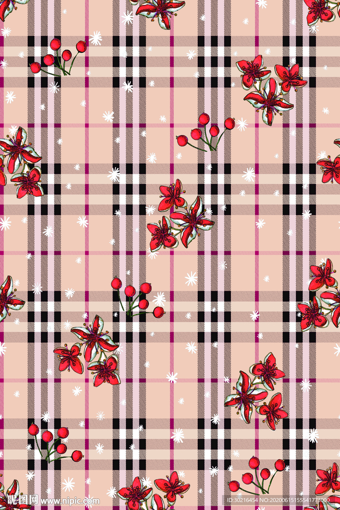 格子花 数码印花 服装花型