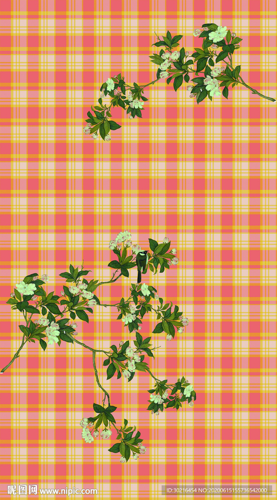 格子花 数码印花 服装花型