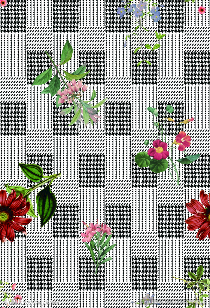 格子花 数码印花 服装花型
