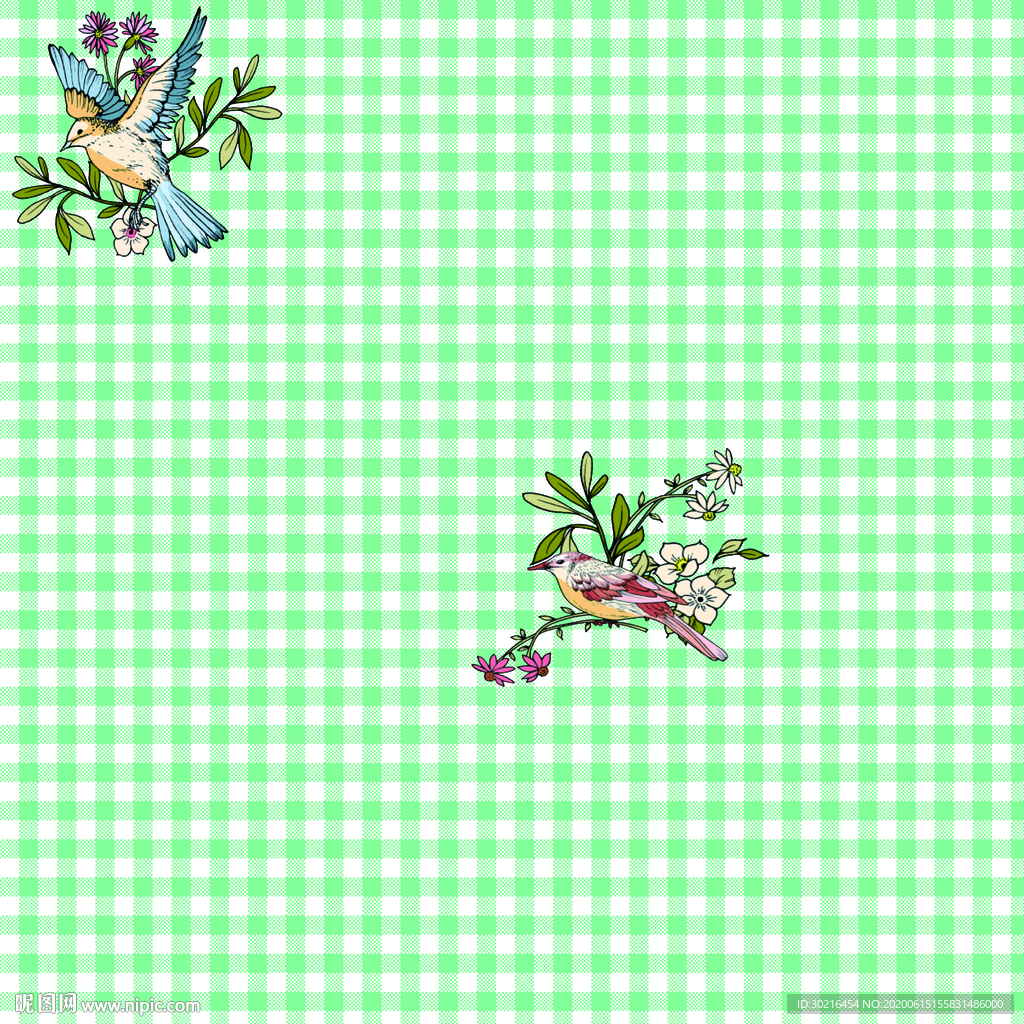 格子花 数码印花 服装花型