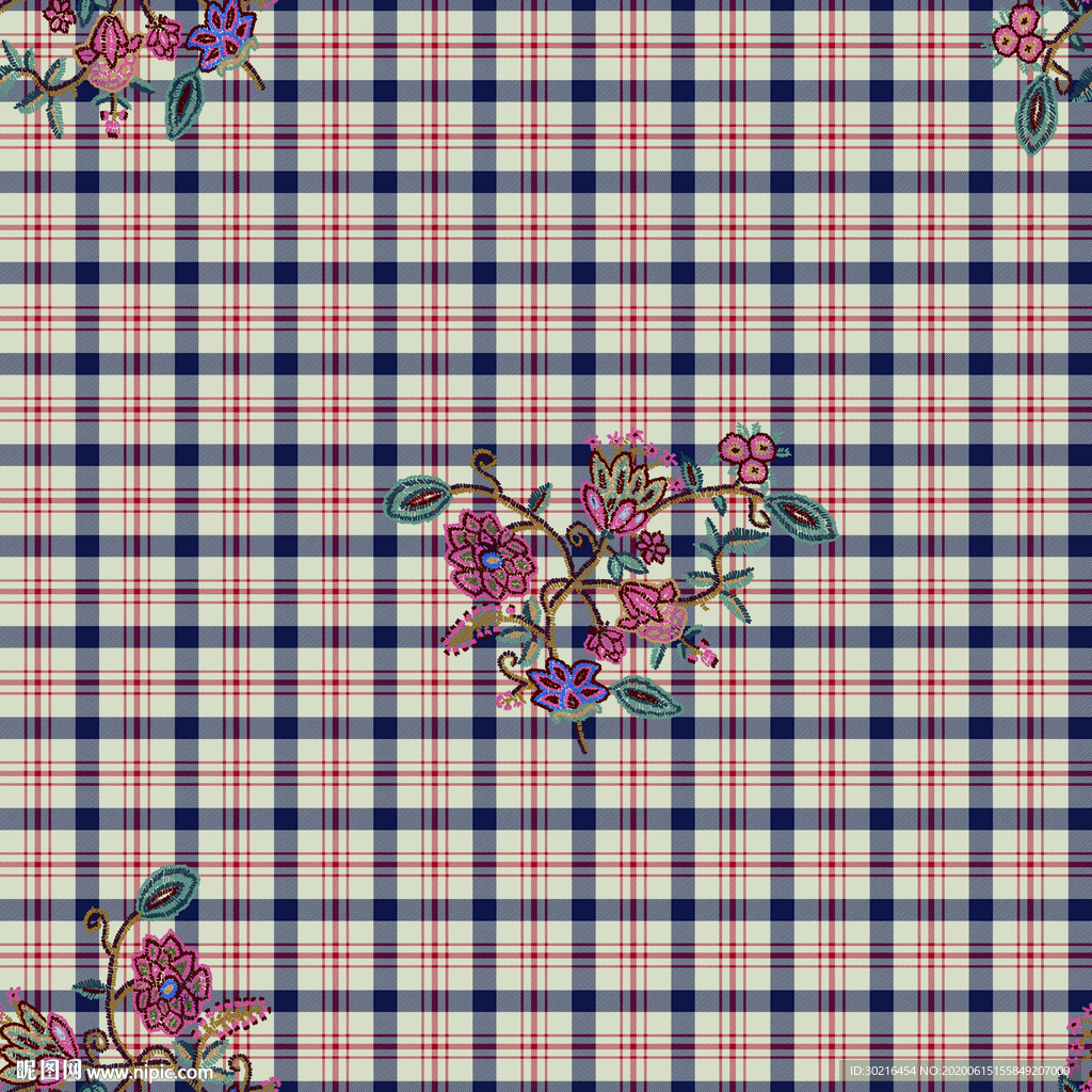 格子花 数码印花 服装花型