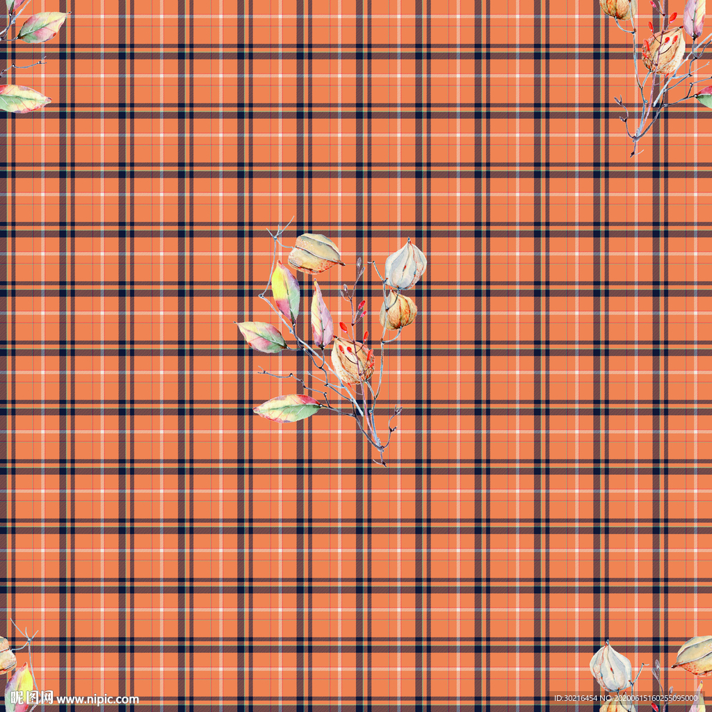 格子花 数码印花 服装花型