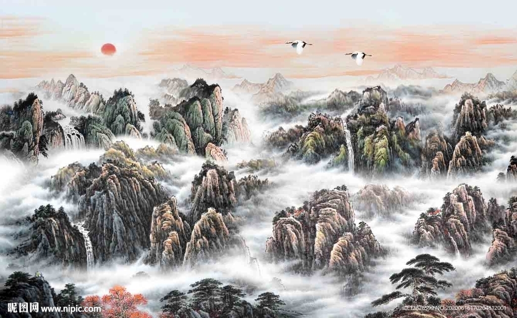 国画中式背景墙