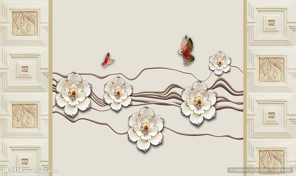 蝶恋花电视背景墙