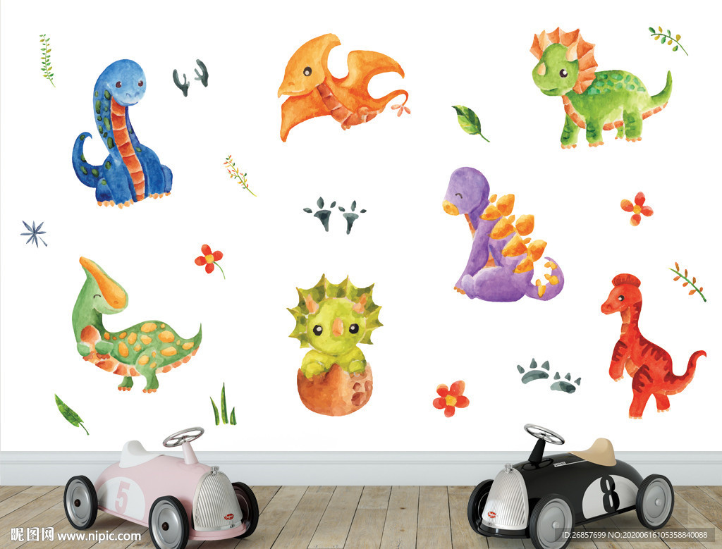 可爱恐龙背景墙
