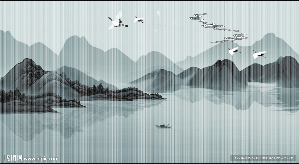 新中式意境水墨山水风景画