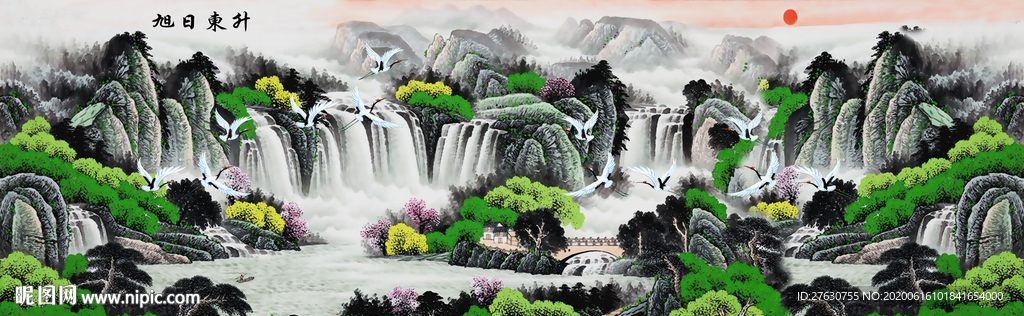 旭日东升国画