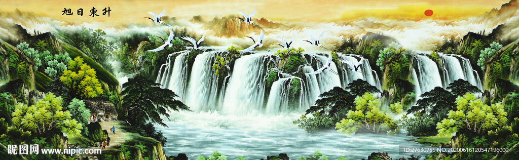 旭日东升巨幅山水画