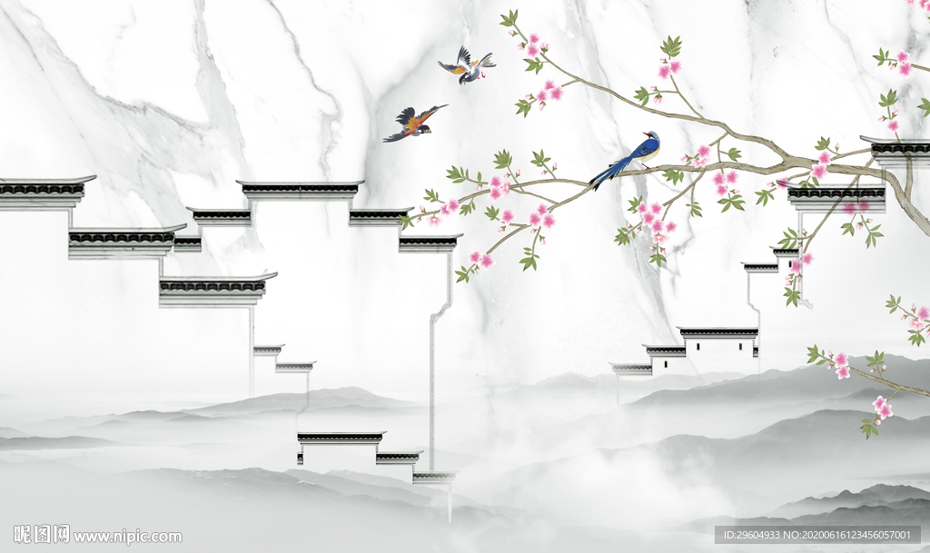 徽派爵士白山水 tif分层