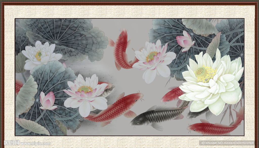 荷花鲤鱼