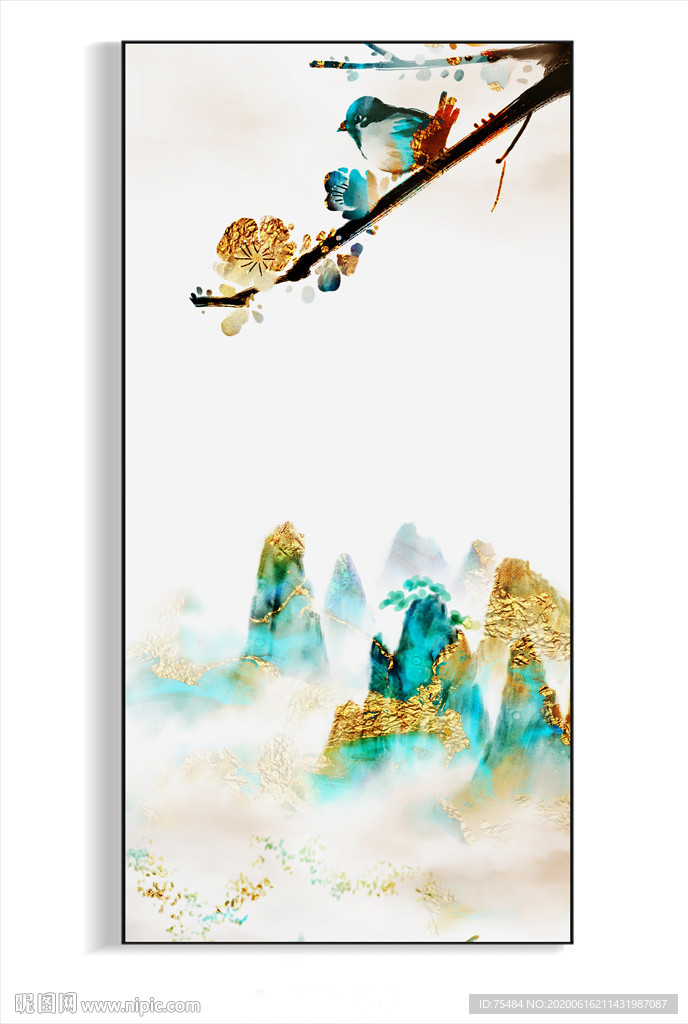 山水梅花装饰画