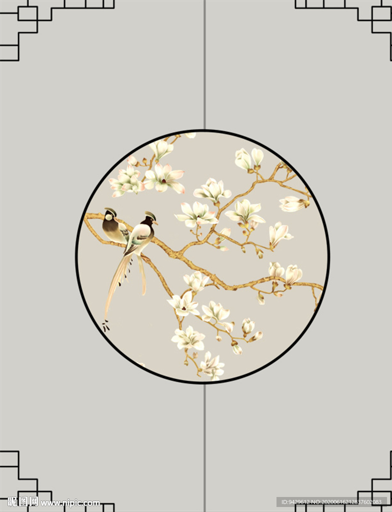 宫廷花鸟中式玄关衣柜屏风